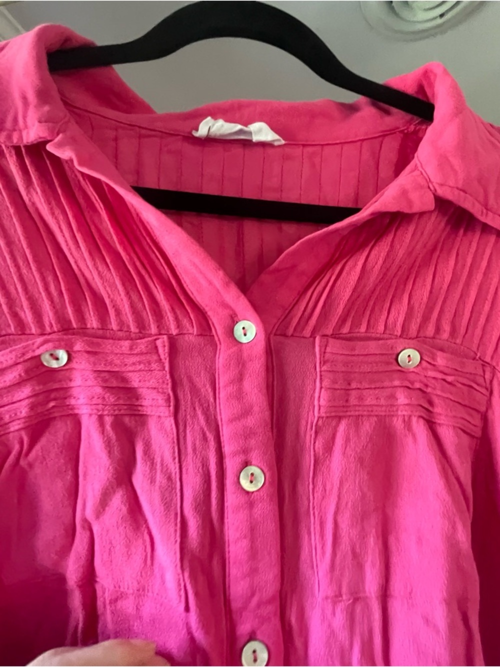 First Love Hot Pink Ribbed Button-Up Top - Picture 2 of 4